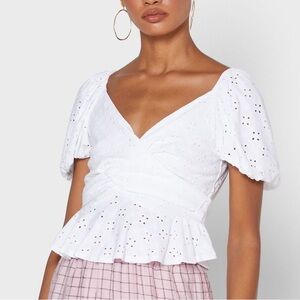 Topshop Broderie white eyelet wrap top
